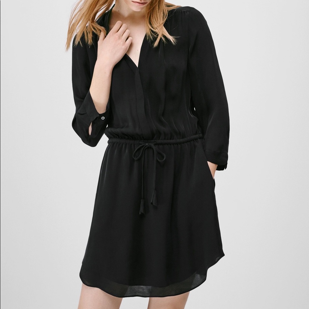 Babaton Silk Cinch-Waist Shirtdress